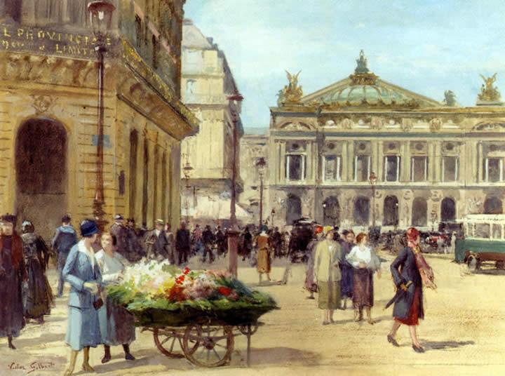 Victor Gabriel Gilbert The Flower Seller Place De L'Opera Paris ...
