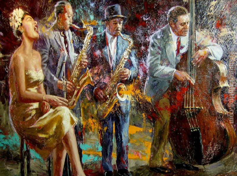 2010 Melancholy Blues Billy Holiday Band Nenad Mirkovich painting